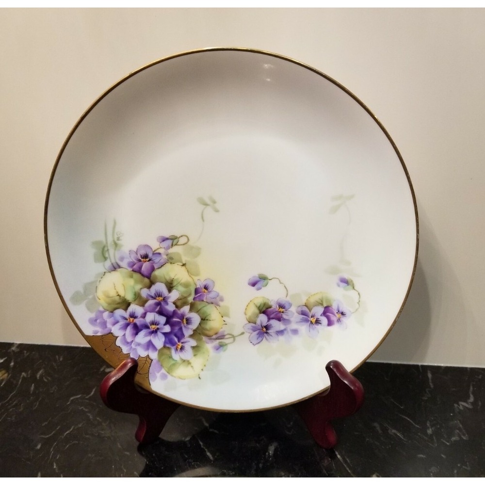 Antique Uno Favorite Bavaria Germany Hand Painted Porcelain Plate C.1912 Violets